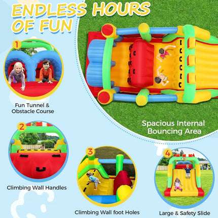 KF Inflatable Obstacle Course for Big18 x 8.2FT Kids 3-6 Bounce House Castle Dual Tunnels, Large Slide, Climbing, Obstacles