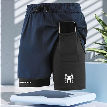 Men Running Shorts Gym Sports 2 in 1 Camo Quick Dry Workout Training Gym Fitness Jogging Short Sweatpants Summer Men Sportswear