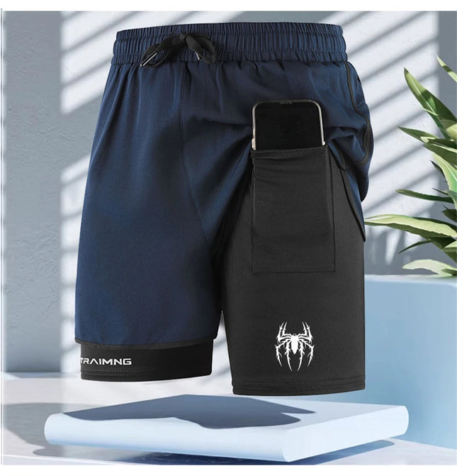Men Running Shorts Gym Sports 2 in 1 Camo Quick Dry Workout Training Gym Fitness Jogging Short Sweatpants Summer Men Sportswear