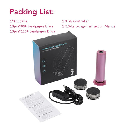 USB Electric Foot Callus Remover Foot Care Tool Leg Heels Remove Dead Skin Pedicure Tool Set With Replacement Sandpaper