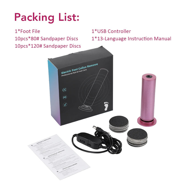 USB Electric Foot Callus Remover Foot Care Tool Leg Heels Remove Dead Skin Pedicure Tool Set With Replacement Sandpaper