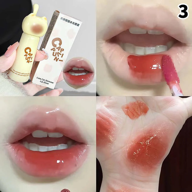 Cappuvini Cute Cat Lip Gloss Moisturizing Smooth And Long-lasting Lip Glaze 4 Shades Easy To Apply Lip Stain For Beginners