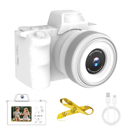 Kids Digital Camera with DSLR Look, HD 1080P Toy Camera with Lanyard, Portable Video Camcorder for Children, Perfect Birthday Gi