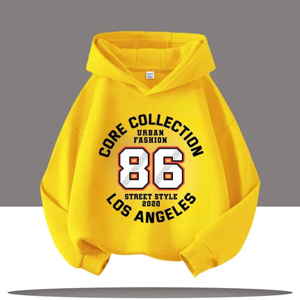 New Autumn Winter Retro Digital  Cartoon Letter Printed Children's Hooded Sweatshirt Boy Girl Pullover Casual Fashion Kid Hoodie