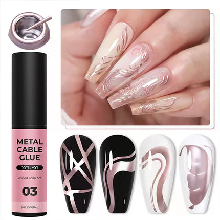 5ml Super Bright Silver Metallic Painting Liner Gel Nail Polish Drawing Stripe Graffiti Mirror Pull Line UV Gel Varnish