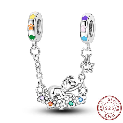 Original 925 Sterling Silver Charm Bead Balloon Poodle Cute Puppy Heart Charm Fit Bracelet Bangle Pendant Women DIY Jewelry Gift
