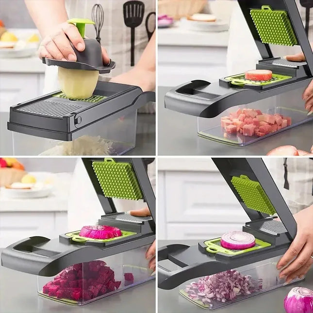 16 IN 1 Multifunctional Vegetable Chopper Handle Food Grater Egg Liquid Separator Peeler Vegetable Slicer Dicer Kitchen Cutter