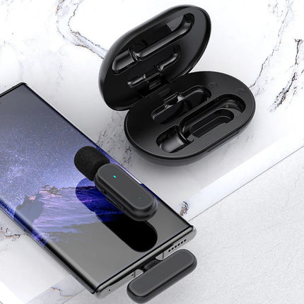 Wireless Lavalier Microphone with Charging Box Audio Video Noise Cancel Record Plug-and-Play Mic for IOS Android