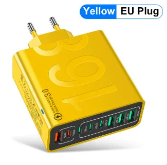 Total 150W USB Charger 8 Ports Fast Charging Phone Charger Quick Charge 3.0 Wall Charger Adapter For iPhone 17 Samsung Xiaomi