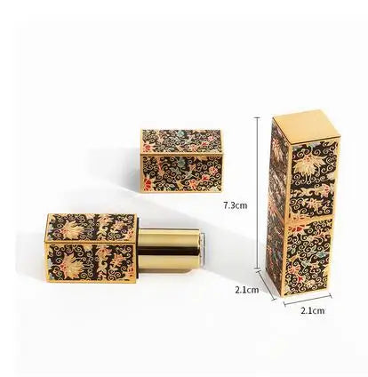 10/30/50pcs Empty Lipstick Tube Lip Balm Tube Square Fresh and Elegant Chinese Style 3D Printing Lip Gloss Cosmetic Container