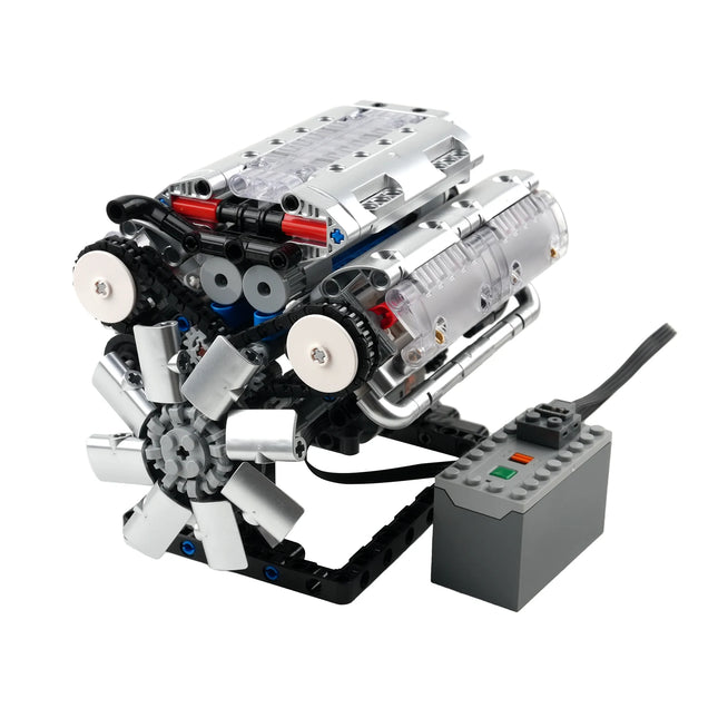 Simulation Scale Cars W16 Engine Model Building Blocks with Motor Driven V8/V12 10088/10131 Assembly Ornaments MOC Bricks Gifts