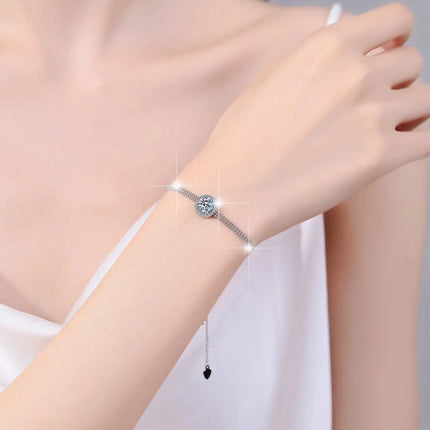 2 Carat Moissanite PT950 Platinum Women's Sliding Bracelet Adjustable Design Sparkling Daily Gift Jewelry