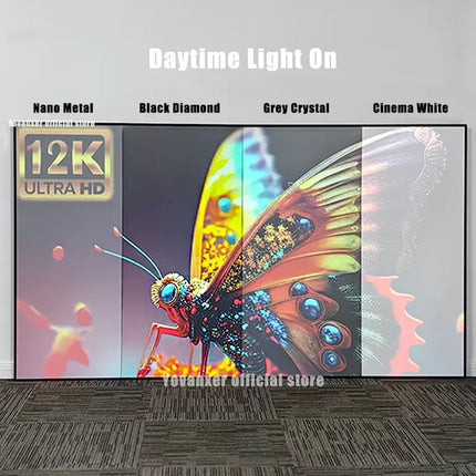 2026 ALR Black Diamond Fixed Frame Projection Screen 1CM Ultra Narrow Bezel Ambient Light Rejecting 4K 8K 3D HD Normal Projector