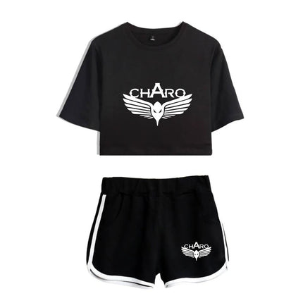 Fashion Youthful Rap Group PNL Print Two Piece Set Women Sexy Shorts+lovely T-shirt Cute Dew navel Sport Girl suits