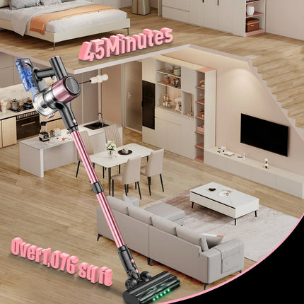 Cordless Vacuum Cleaner, 55Kpa/500W/45min 10 in 1 Powerful Stick Vacuum Cleaner for Home Pet Hair/Hard Floor/Carpet