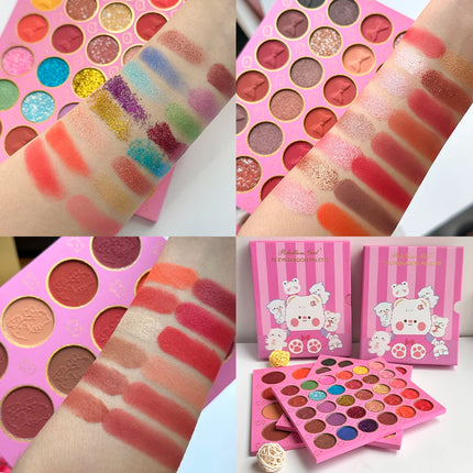 72-Color Pink Eyeshadow Palette, Matte Shimmer & Glitter Blush Tones, Complete Rose Gold Mauve Makeup Set for Daily Party & Gift