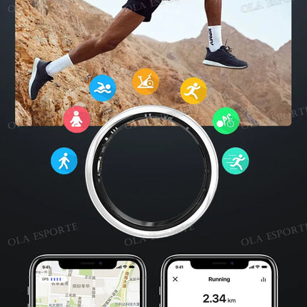 2026 Smart Ring Blood Pressure Heart Rate Sleep Monitoring Smartring IP68 & 5ATM Waterproof Multi-sport Mode Smartring Man Women