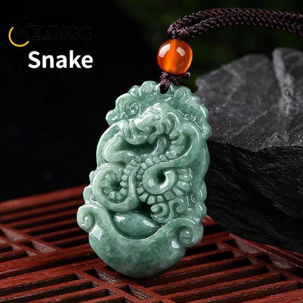 Natural A Goods Jadeite Twelve Chinese Zodiac Rat Tiger Pendant Jewelry Hand-carved Custom Mascot Jewelry Jade Necklace Gift
