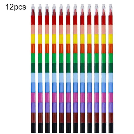 1~12Pcs Rainbow Building Blocks Painting Pens 12Colors Crayon School Office Birthday Party Gift Kindergarten Carnival Gifts TMZ