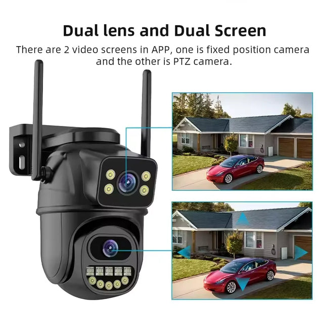 4K 8MP WiFi Surveillance Camera, AI Human Detect, Dual Lens, 4X Digital Zoom, Outdoor Security PTZ IP Cameras