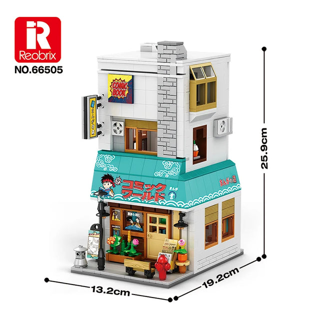 Bookstore Building Blocks Japanese Street Scene Architectural Model Grocery store Brick Barbecue restaurant Toys For Kids Gifts