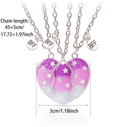 3 Pcs/Set Magnetism Best Friends Pendant Necklace for Women Best Friends Forever Broken Heart Clavicle Chain Accessories Gift