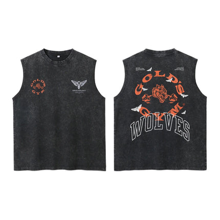 2026 Darc Wolves Sport Vintage Washed Vest Tees Gym Bodybuilding Fitness Sleeveless T Shirts Basketball Workout Darcs Tank Tops