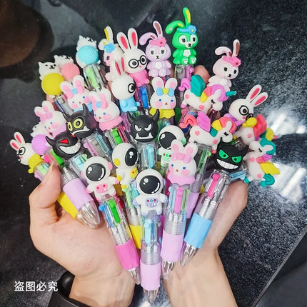 20Pcs/Lot Cute Cartoon 4 Color Mini Ballpoint Pen Kawaii Unicorn Flamingo Retractable Pen Stationery Gift School Office Supplies