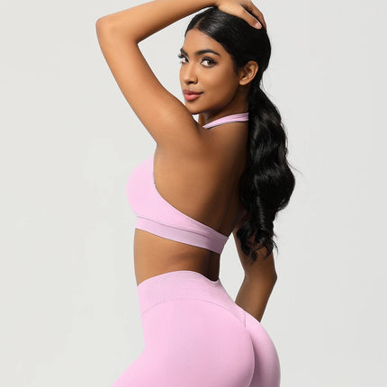 Women Sports Bra Seamless Halter Clothes Push-up Vest Brassiere Gym Top Backless Fitness Yoga Workout Running Underwear