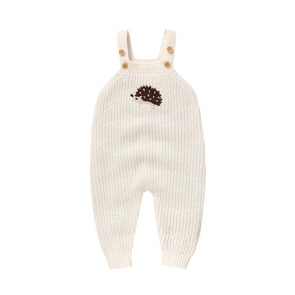 Baby Rompers Knitted Infant Boy Sling Jumpsuit Cute Embroidered Hedgehog Newborn Kid Clothing 0-18M Sleeveless Overalls Playsuit