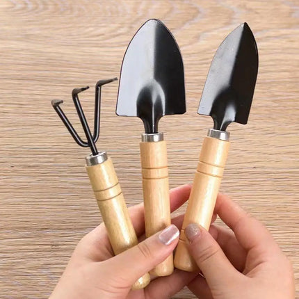 3Pcs Mini Garden Tools Set - Iron, Shovel, Rake Bonsai Tool for Garden Potting Flower Plant Succulent Transplanting Hand Tool