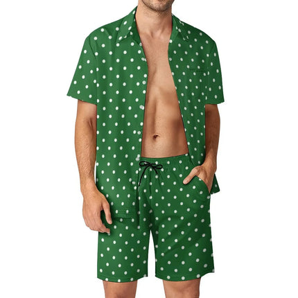 Shirt Set Men's Summer 3D Printed Polka Dot Shirt (no Pockets) And Shorts Set Men's Casual Fresh Simple Lapel Hawaiian Shirt