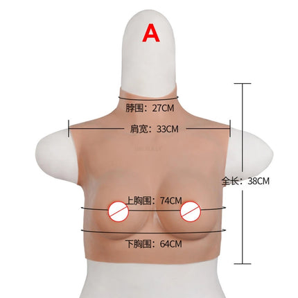 Artificial Silicone Fake Breast Boobs Forms Crossdresser for Female Women Crossdressing Cosplay Real Feeling Soft Neck Big Cup