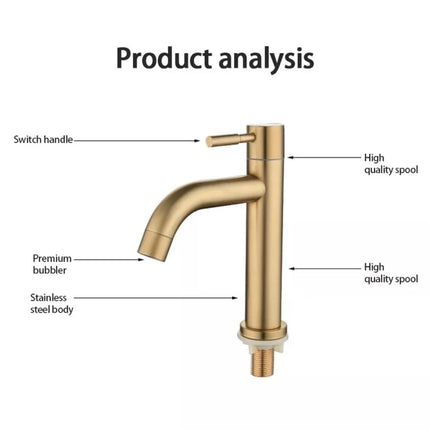 SUS 304 Stainless Steel Bathroom Basin Tap Bathroom Faucet GOLD Pillar Basin Tap Torneira Banheiro Vintage Brushed Gold Faucet