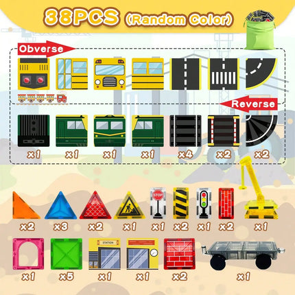 Magnetic Building Blocks Toys, Magnetic Tiles, Creative DIY Track Building Kit Construction Toys