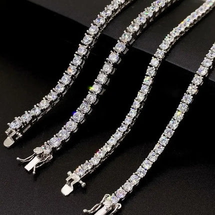 New D VVS1 Moissanite Tennis Necklace 3/4/5/mm for Women Luxury Exquisite 925 Sterling Silver Jewelry Simulated Diamond Gifts