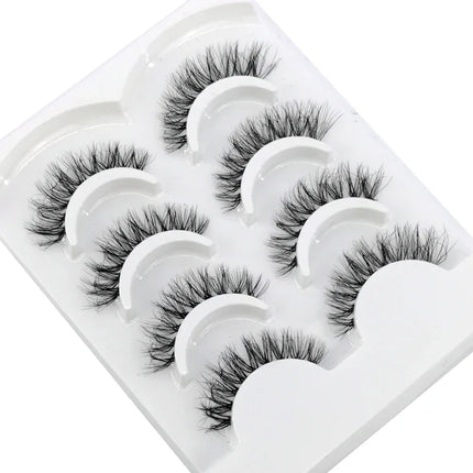 HBZGTLAD 4pairs mink lashes natural long invisible thin band fake lashes transparent terrier soft eyelashes extension Beauty