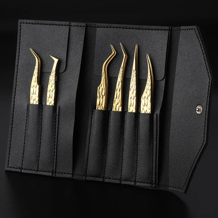 6PCS False Eyelash Tweezers Set For Fake Fan Lashes Extensions Planting Eyebrow Clip Eyelashes Tongs Makeup Nail Tools Kit