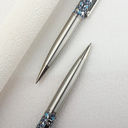 Metal Ballpoint Pen Retractable Signature Pen Crest Style Metal Housing Black Ink Medium Point 0.7mm Smooth Writing