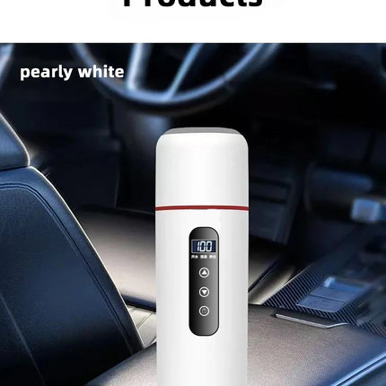 Electric kettle 12V 24V portable car heating cup 500 ml travel heating smart stainless steel insulation artifact OLED display