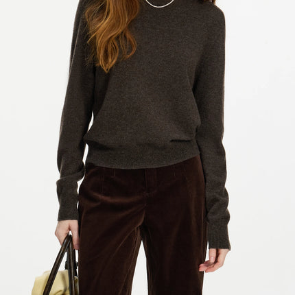 FSLE 100% Wool Seamless One-piece Knit Shirt Sweater For Women Autumn Winter New Design Wool Crew Neck Versatile Casual Sweater