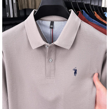 High-end brand 100% cotton long sleeve polo shirt, fashion luxury, pony embroidery, business casual comfort, new Paul men's T-shirt