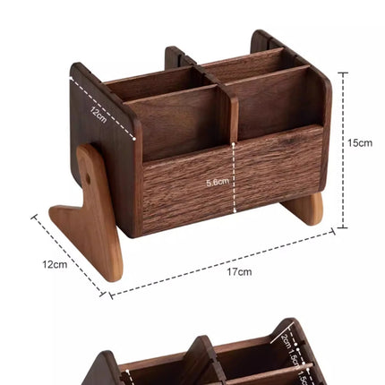 Walnut Cosmetic Organiser Desk-top Vanity Unit Lipstick & Eyeshadow Organiser Makeup Brush Holder Large Capacity Storage Rack