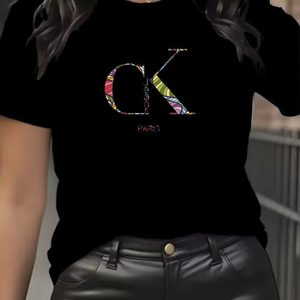 Summer luxury brand fashion cartoon letter print crew collar clothing short sleeve T-shirt  trend women's summer Y2K top