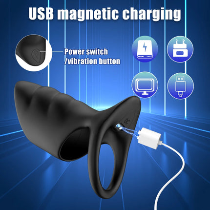 360° Omni-directional Penis Ring Vibrator Sex Toy Stronger Extender Silicone G-Spot Stimulator Vibrating Penis Sleeve for Men