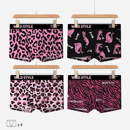 MAIMENG Men's Underwear Sexy Leopard Pattern Ice Silk Panties Comfortable Cool Breathable Fashion Men Boxer Short Summer