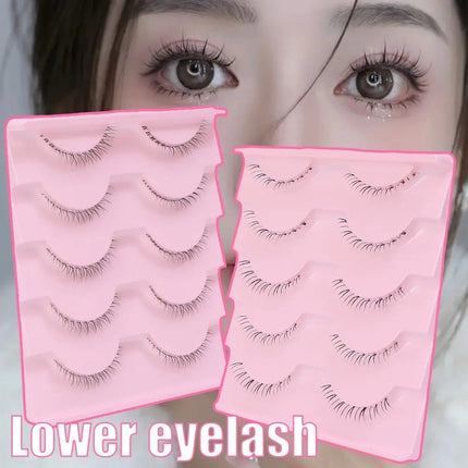 5 Pairs Lower Eyelashes Under Eye Lashes Soft Lower Eyelashes Clear Band Manga Bottom Lashes Natural Lashes Korean Makeup