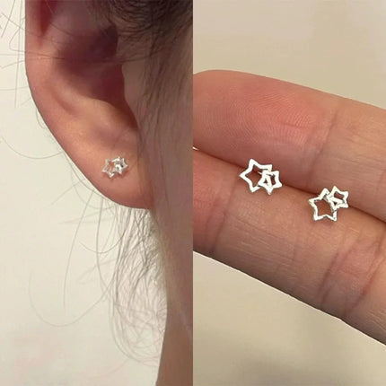Trendy Mini Rhinestones Stud Earrings for Women Girls Daily Jewelry Cute Round Geometry Small Earrings Accessories