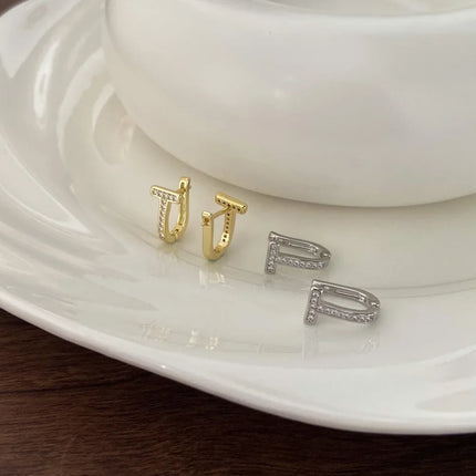 T-Shaped Zircon Ear Cuffs, Dainty Stylish Viral Design, Niche Versatile Daily Earrings, Daily/Office Versatile, Perfect Gift