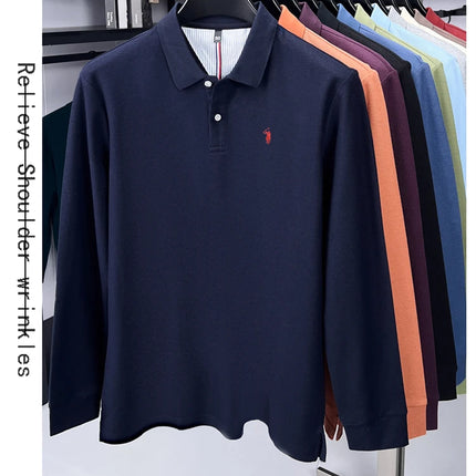 High-end brand 100% cotton long sleeve polo shirt, fashion luxury, pony embroidery, business casual comfort, new Paul men's T-shirt